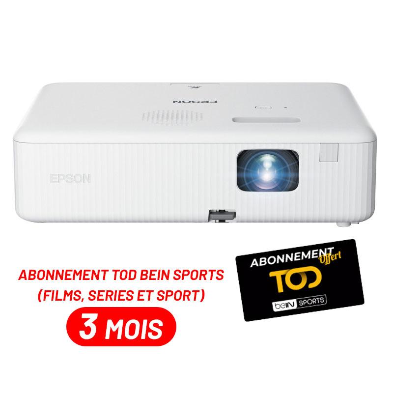 Vidéoprojecteur professionnel 3LCD WXGA Epson CO-W01 + ABONNEMENT TOD ET BOUQUET BEIN SPORTS (FILMS, SERIES ET SPORT) pour 3 MOIS