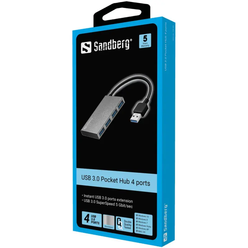 Hub USB 3.0 Sandberg 4 ports