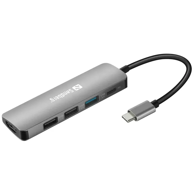 Station d&rsquo;accueil Sandberg USB-C / Aluminium