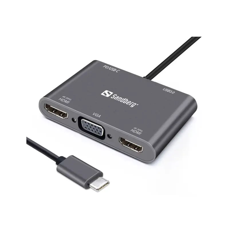 Station d&rsquo;accueil SANDBERG Dock USB-C / Gris