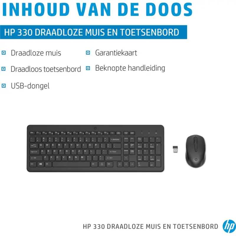 Ensemble Clavier azerty et souris sans fil HP 330 / Noir