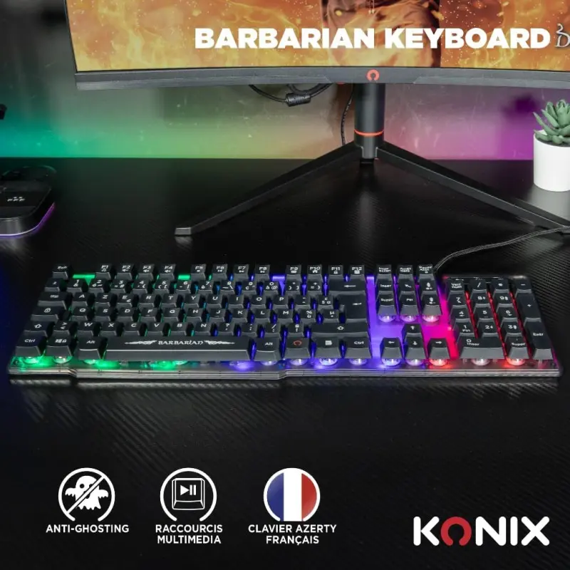 Pack Gaming 3 En 1 Clavier + Souris + Tapis De Souris Konix – Barbarian Drakkar