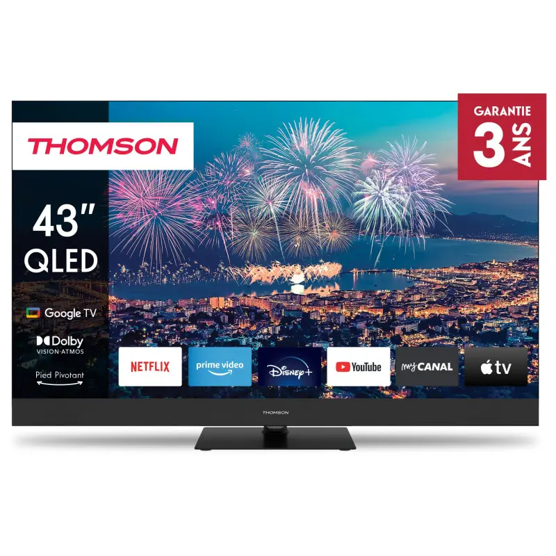TV Thomson 43&Prime; QLED Plus Google TV avec Récepteur intégré