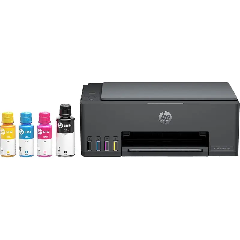 Imprimante HP 3en1 SMART TANK 581 COULEUR / WI-FI + 4 Bouteilles d&rsquo;encre HP Incluses