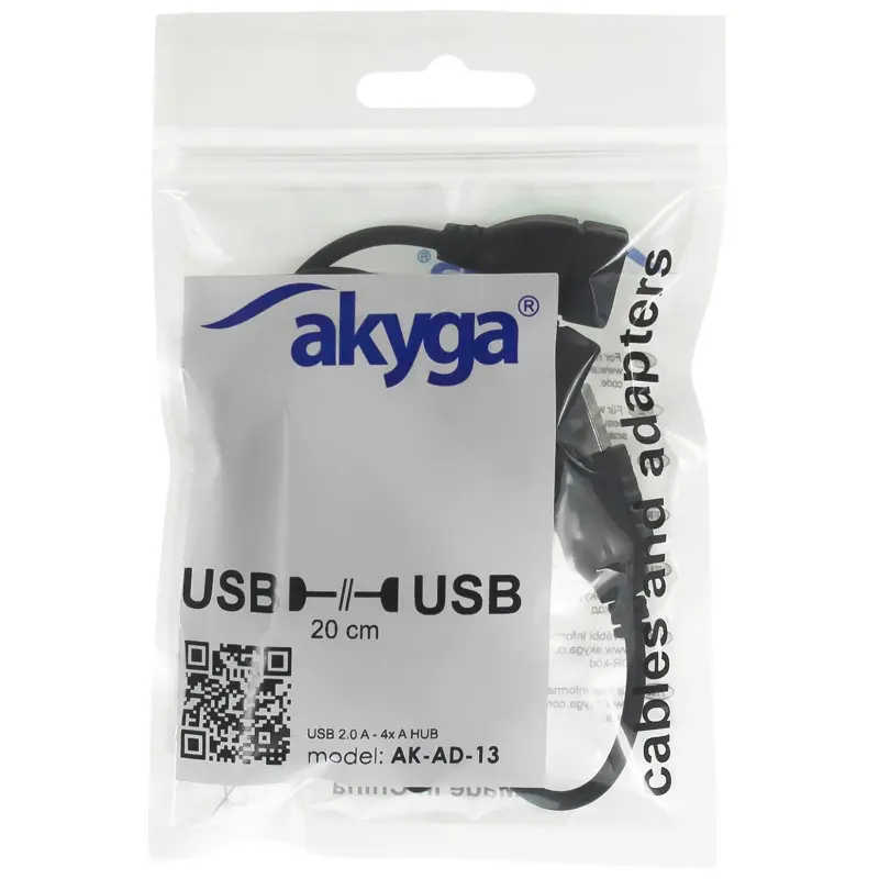 Akyga Hub USB AK-AD-13 2.0 4 ports noir 15cm