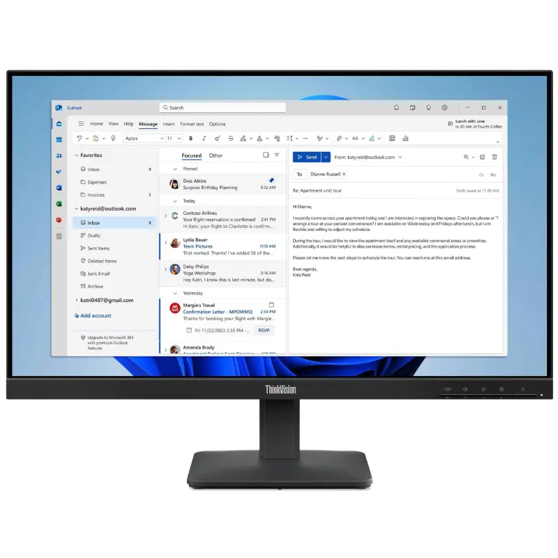 Écran Lenovo ThinkVision S24-4e 24&Prime; LED Full HD IPS / 100 Hz / HDMI / VGA / Noir