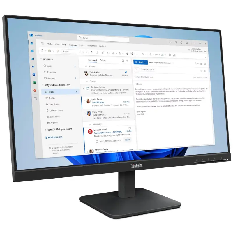 Écran Lenovo ThinkVision S24-4e 24&Prime; LED Full HD IPS / 100 Hz / HDMI / VGA / Noir