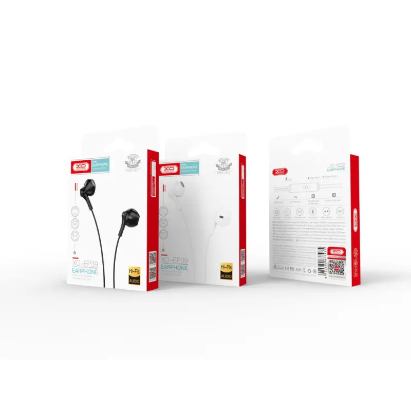 Écouteurs filaires XO EP39 jack 3,5 mm noir