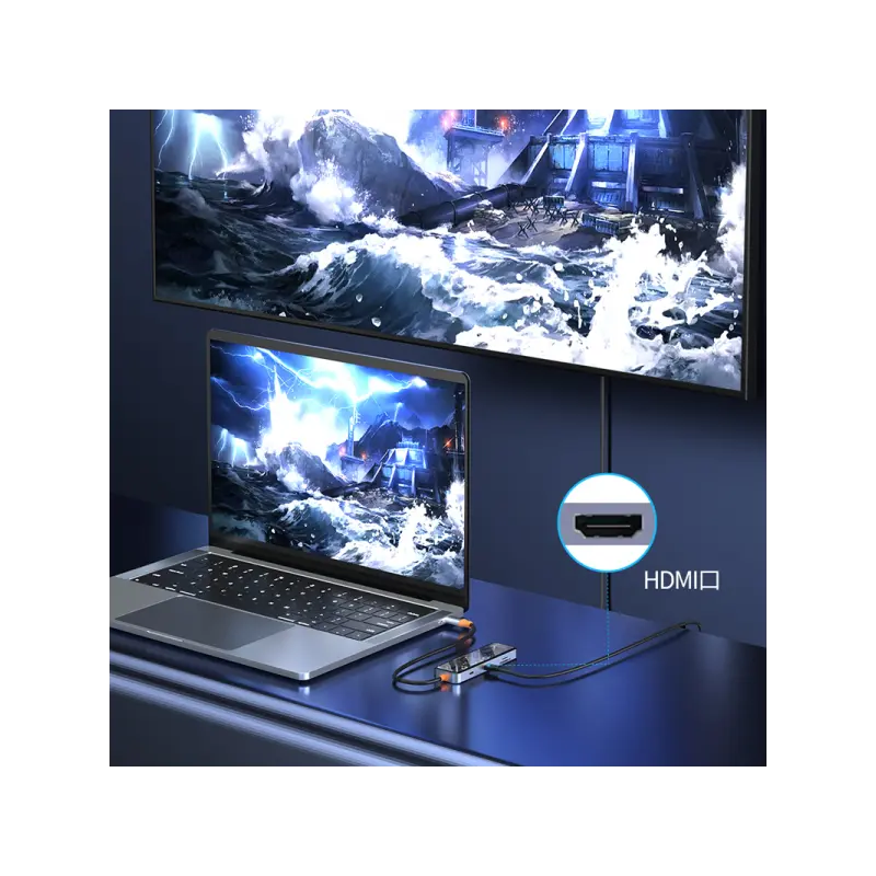 Station d&rsquo;accueil WIWU CYBER 8 EN 1 USB-C TRANSPARENT / GRIS