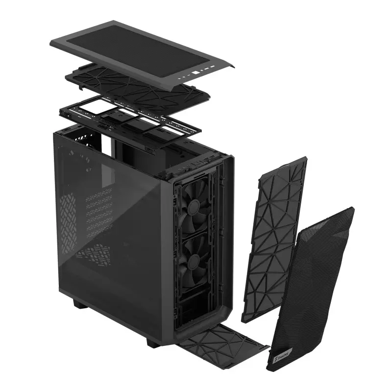 Boîtier Gaming Moyen Tour Fractal Design Meshify 2 Compact / ATX / Avec panneau vitré / Gris