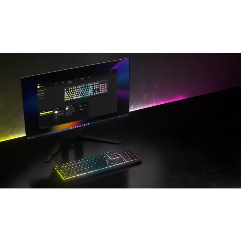 Clavier Gaming Filaire AZERTY CORSAIR K55 CORE / RGB / USB / Noir