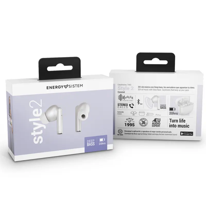 Écouteurs Sans Fil Energy Sistem True Wireless Style 2 Noix de Coco / Blanc
