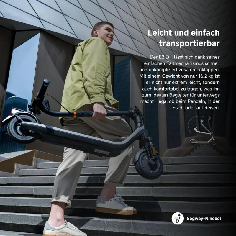 Trottinette électrique Segway-Ninebot E2 D II / 90 kg / 20 km/h / 450 Watts / Noir