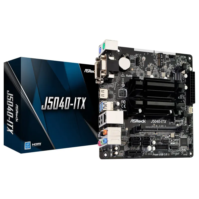 Carte mère ASRock J5040-ITX / Mini-ITX / DDR4 / Avec processeur Intel Pentium Silver J5040
