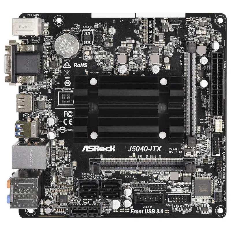 Carte mère ASRock J5040-ITX / Mini-ITX / DDR4 / Avec processeur Intel Pentium Silver J5040