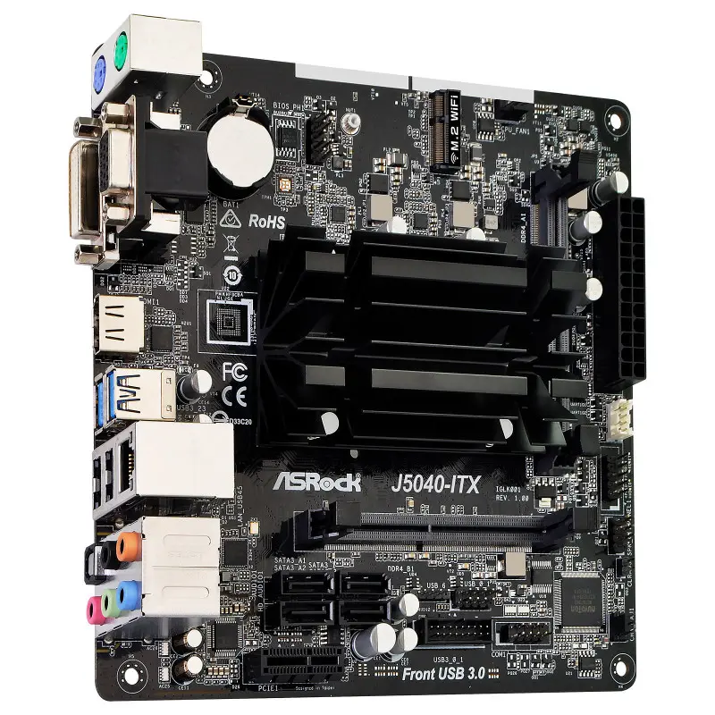 Carte mère ASRock J5040-ITX / Mini-ITX / DDR4 / Avec processeur Intel Pentium Silver J5040