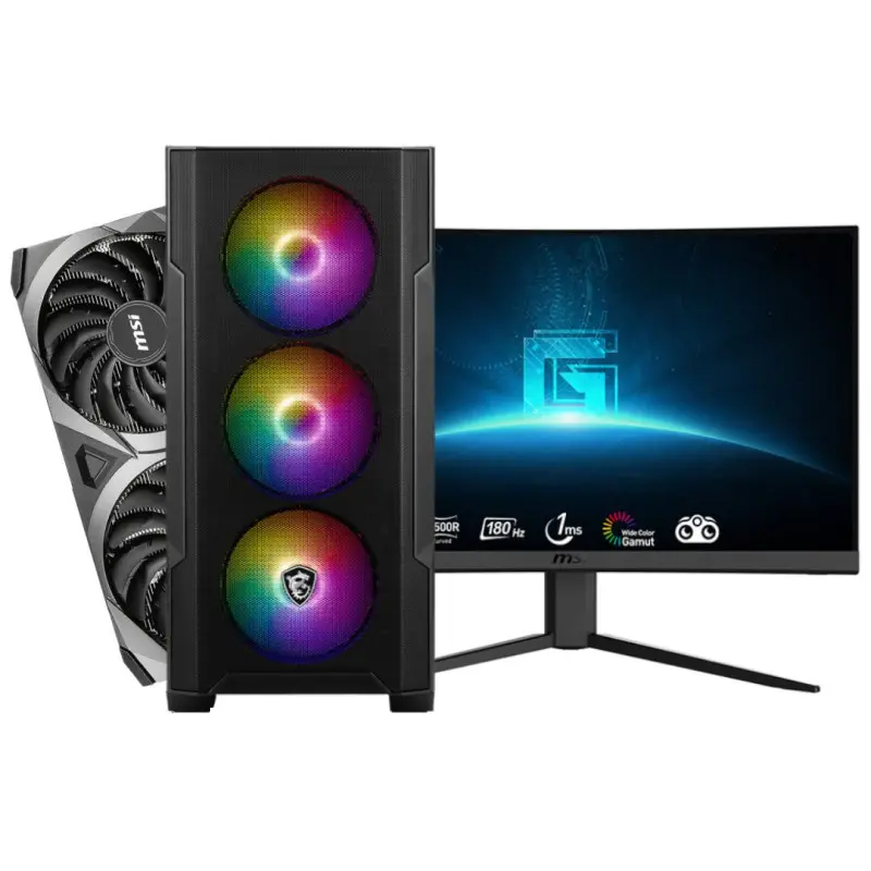 Pc Gaming Full SETUP MSI / i5-10400F / RTX 3060 12G / 32 Go avec Ecran MSI 24″ Full HD 180 Hz