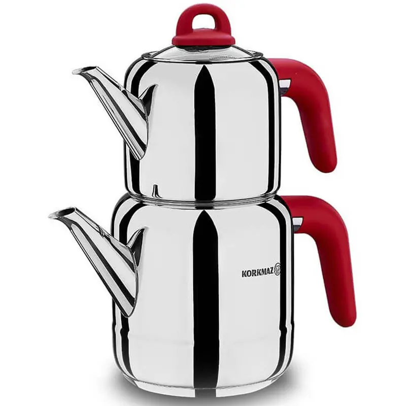 Théière KORKMAZ HERA 1.9 Litres / inox et Rouge / A048-02