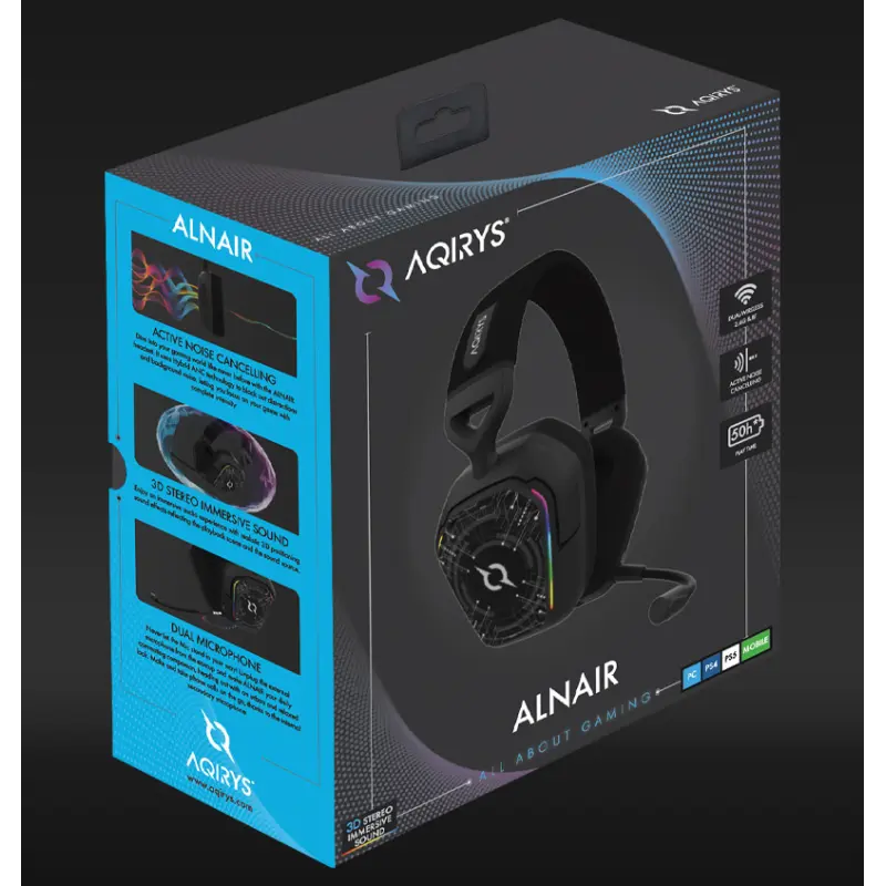 CASQUE MICRO GAMER Sans Fil ALNAIR AQIRYS / Noir