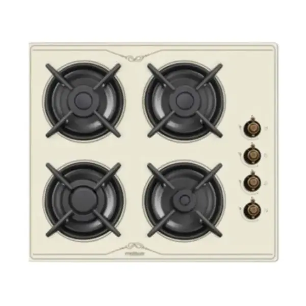 Plaque à GAZ RUST VERRE BEIGE / 4 FEUX / 60 CM