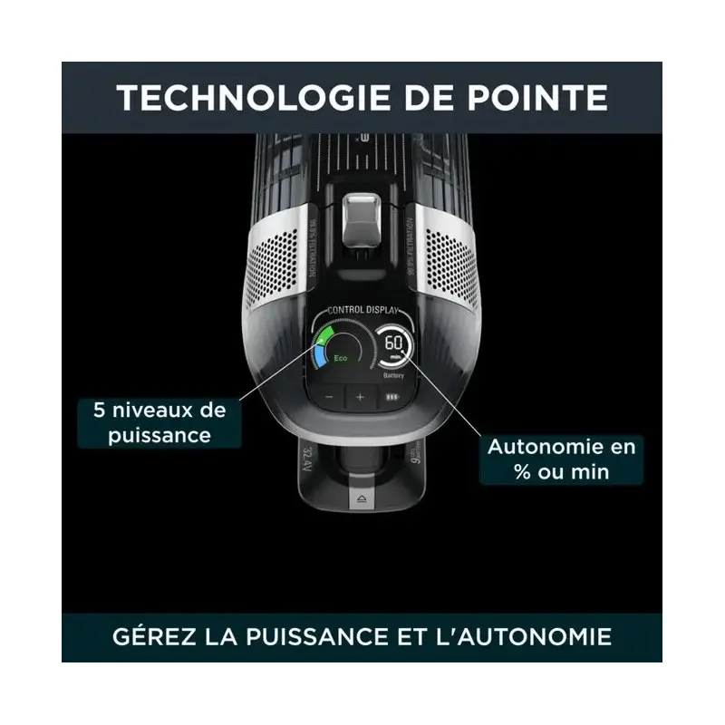Aspirateur BALAI ROWENTA X-FORCE FLEX / 0.9Litre / NOIR