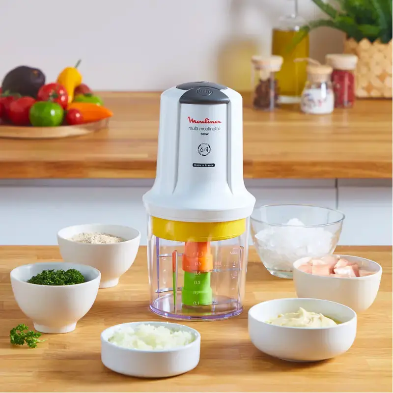 Mini Hachoir Moulinex 6EN1 / 500W / Blanc
