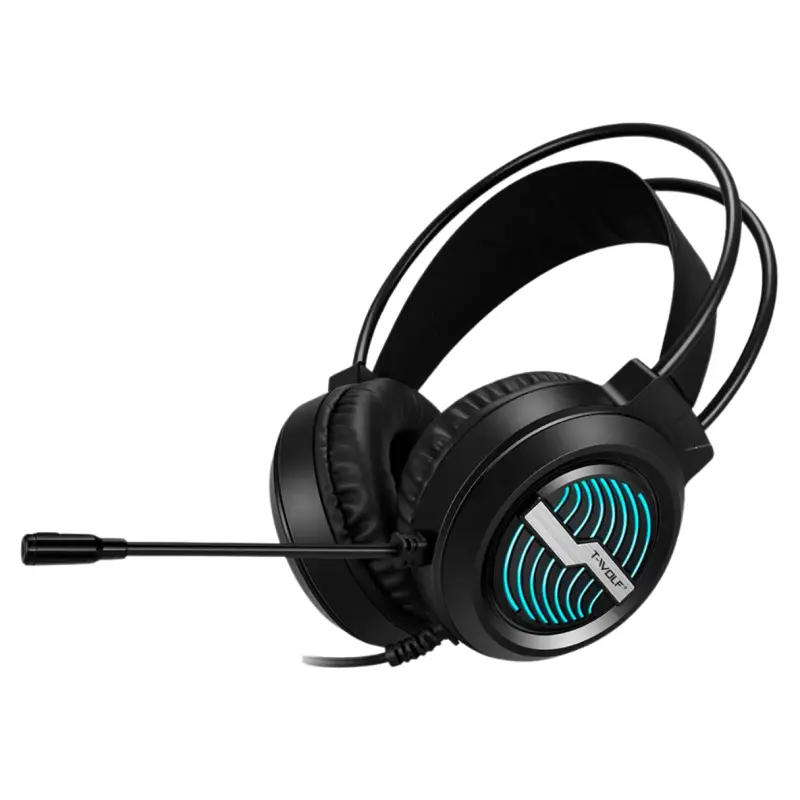 Micro Casque Gamer Filaire T-WOLF H130 RGB – Noir