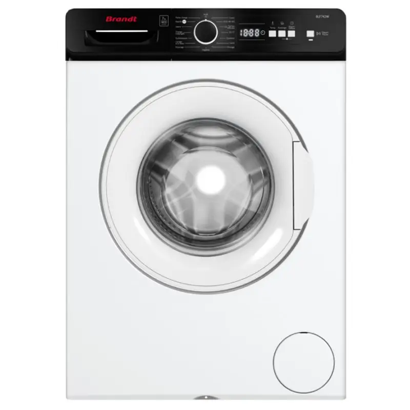 LAVE LINGE BRANDT 7KG 1400trs/min Blanc avec Bandeau Noir – BLF742W-N