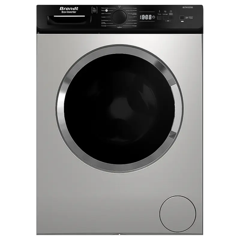 Machine à Laver Frontale BRANDT BLF942QSBL / Inverter / 9 Kg / 1400Tr / Silver