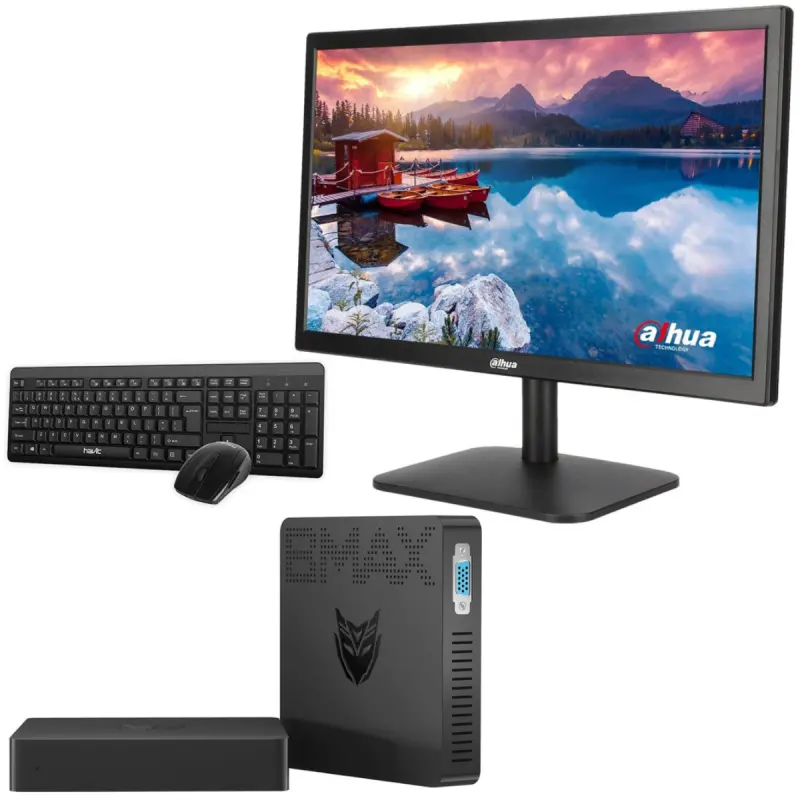 Mini Pc de bureau BMAX B1 PRO / N4000 / 8GB 128SSD / Windows 11 / Noir Avec Écran DAHUA 18.5&Prime; Full HD LED / 60 Hz / HDMI / VGA