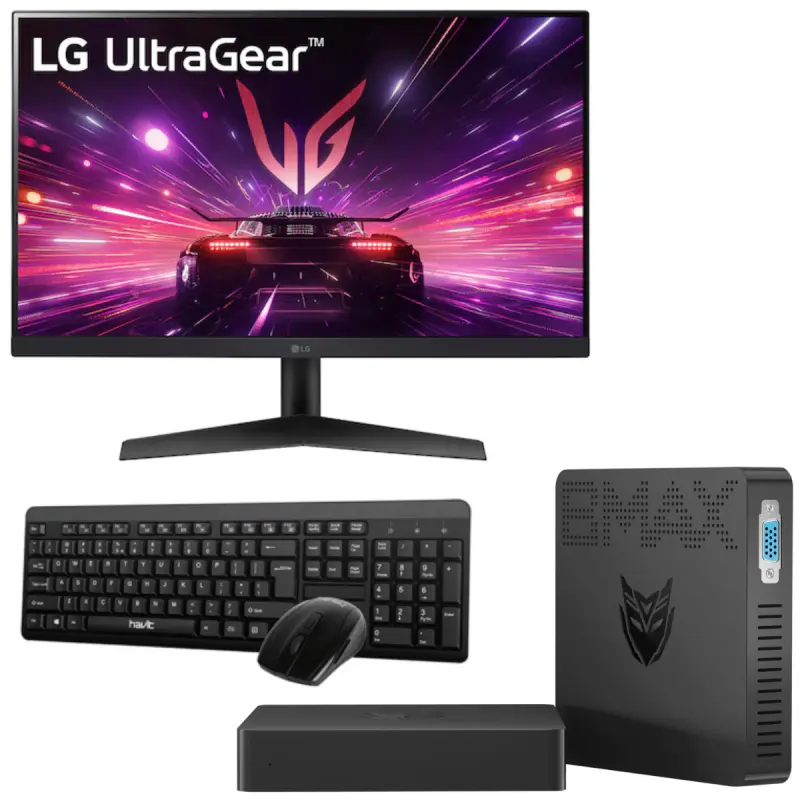 Mini Pc de bureau BMAX B1 PRO / N4000 / 8GB 128SSD / Windows 11 / Noir Avec Écran Gaming LG 24GS60F 24 » Full HD IPS 180 Hz