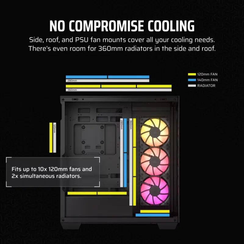 Boîtier Gaming Moyen-Tour CORSAIR 3500X / ATX / ARGB / Noir