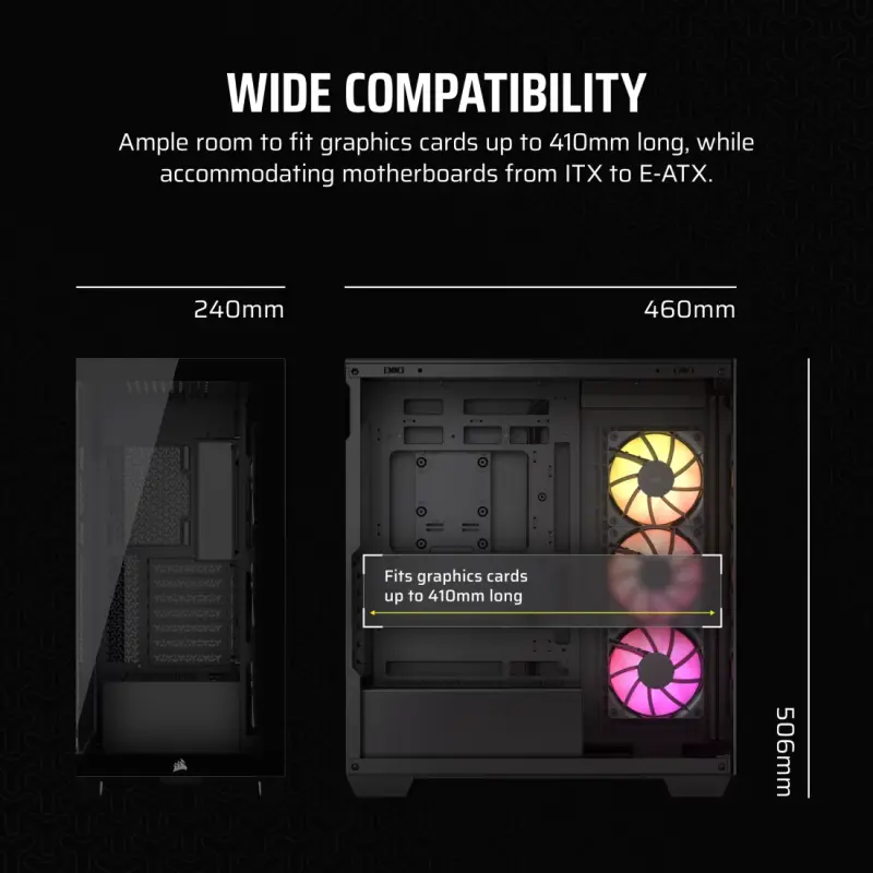 Boîtier Gaming Moyen-Tour CORSAIR 3500X / ATX / ARGB / Noir