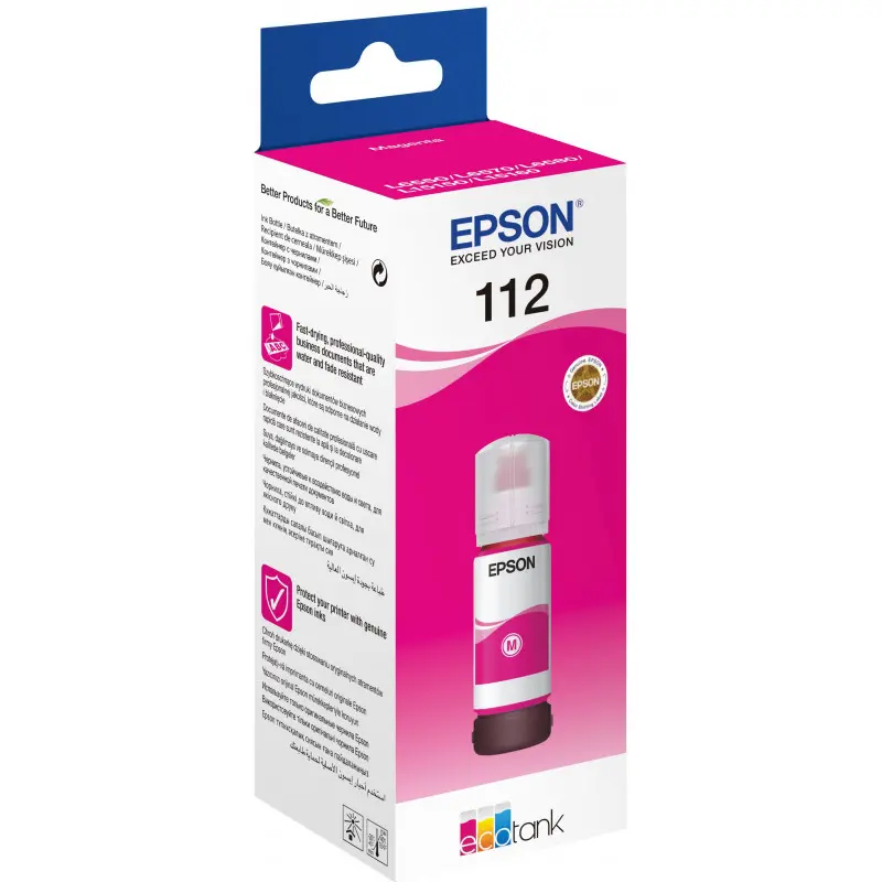 Bouteille d&rsquo;encre Originale Epson EcoTank 112 / Magenta