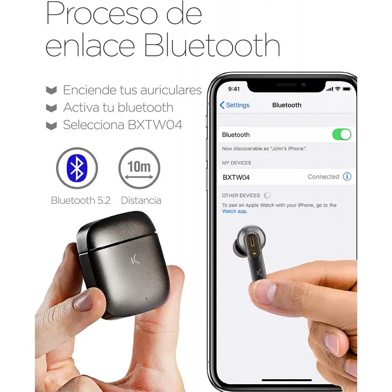 Écouteurs Sans Fil Ksix Spark avec Micro / Gris