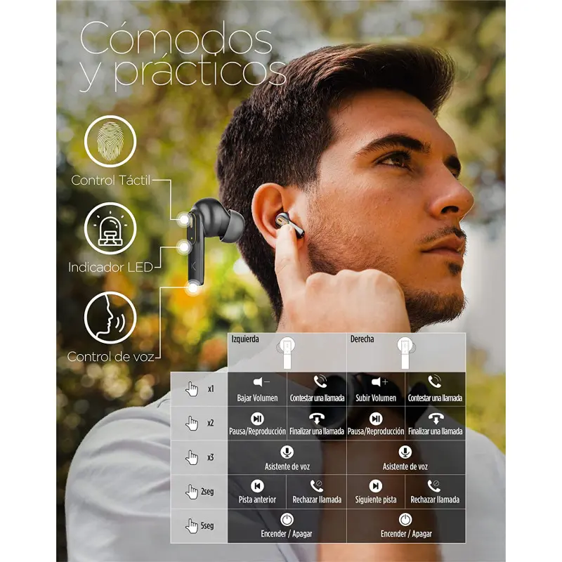 Écouteurs Sans Fil Ksix Spark avec Micro / Gris