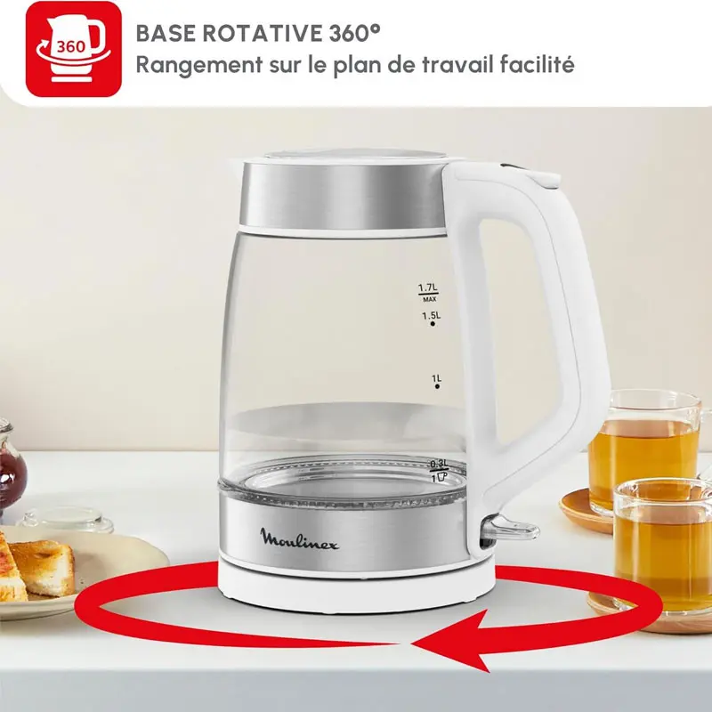 Bouilloire Sans Fil MOULINEX 1.7Litre / Blanc / BY6R5130