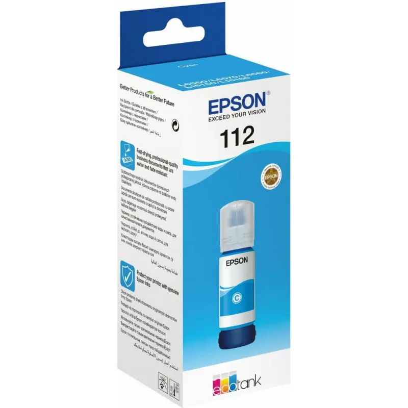 Bouteille d&rsquo;encre Originale Epson EcoTank 112 / Cyan