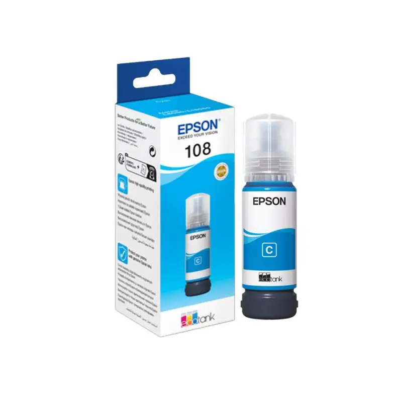 Bouteille d&rsquo;encre Originale EPSON ECOTANK 108 / CYAN