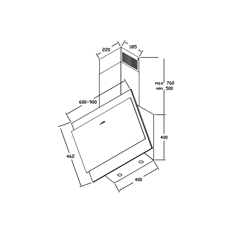 Hotte PREMIUM DECO CAPRI / 60 Cm / Pyramidale / Noir