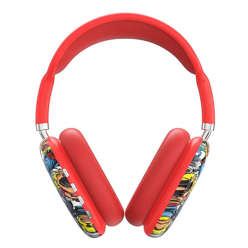 Casque sans fil P9 bleutooth – GRAFFITI – RED
