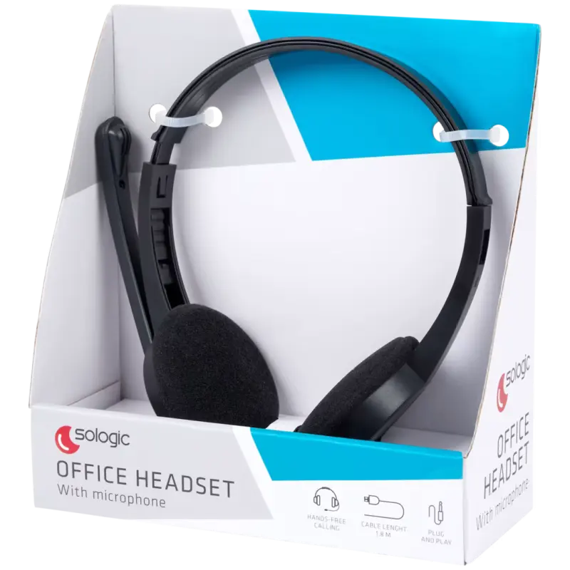 Casque de bureau Sologic avec microphone / JACK 3.5MM / Noir