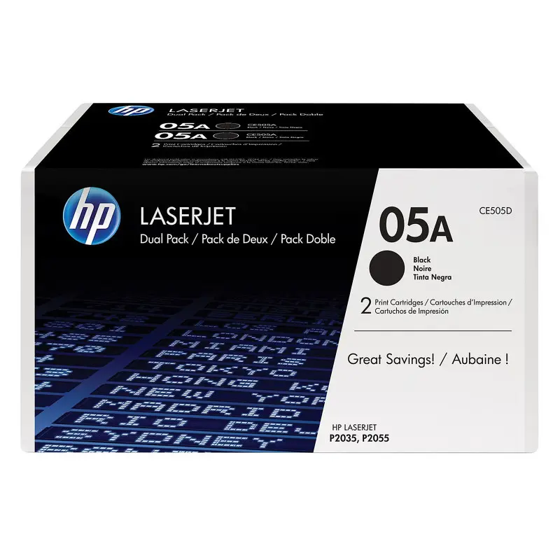 Pack 2x Toners Original HP LaserJet 05A / Noir