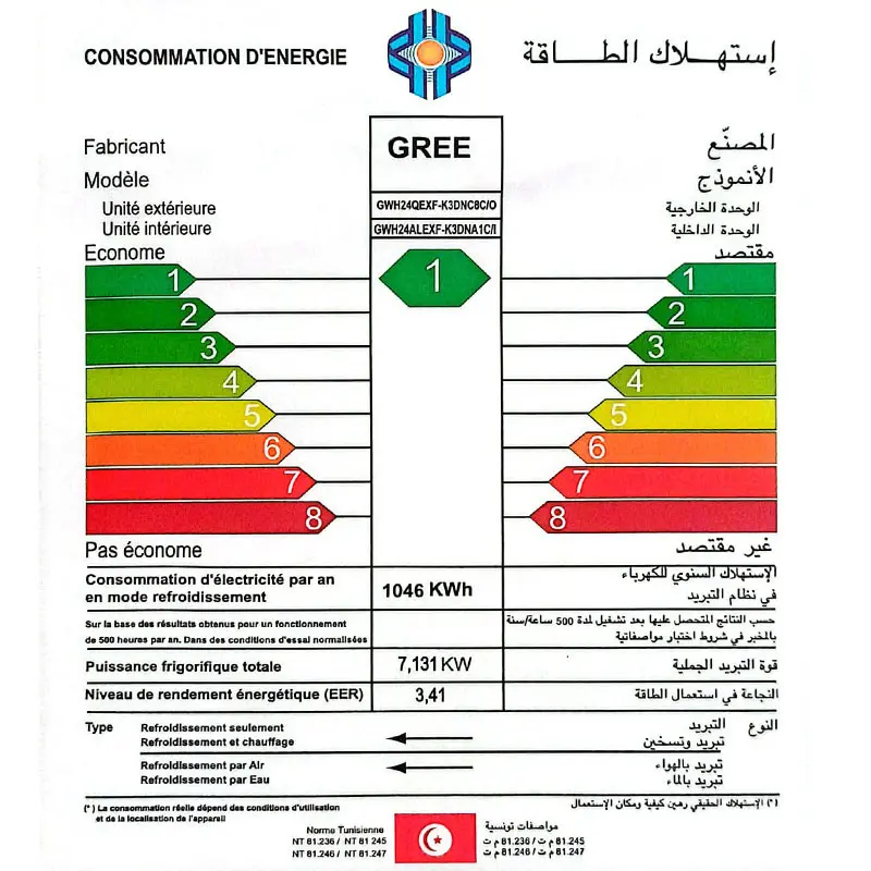 CLIMATISEUR GREE 24000BTU INVERTER TROPICALISÉ SMART / Chaud & Froid / WIFI