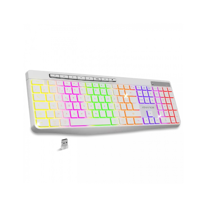 CLAVIER ADVANCE R-TYPE SANS FIL RGB RECHARGEABLE Blanc