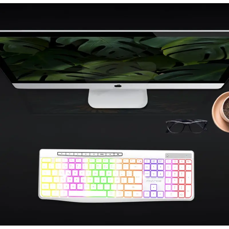 CLAVIER ADVANCE R-TYPE SANS FIL RGB RECHARGEABLE Blanc