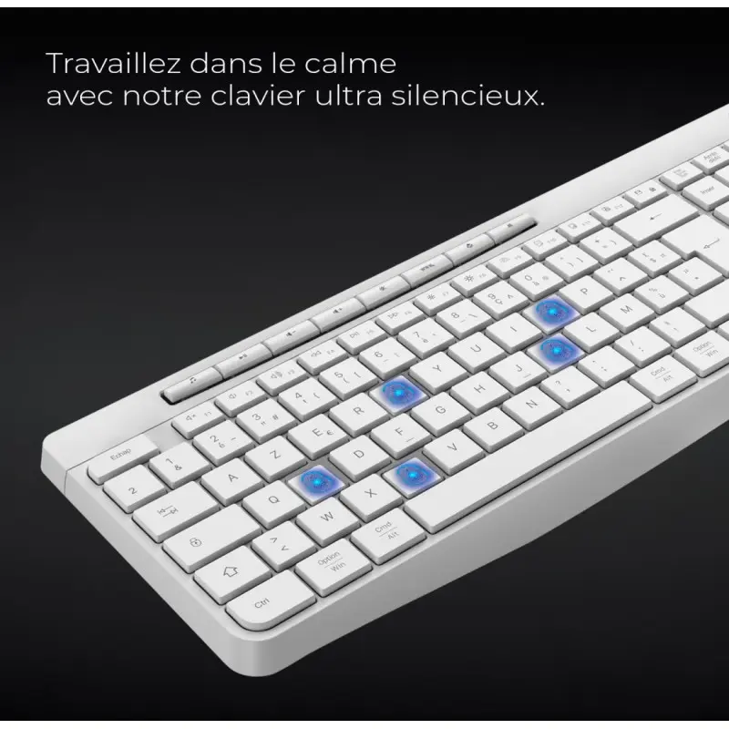 CLAVIER ADVANCE R-TYPE SANS FIL RGB RECHARGEABLE Blanc