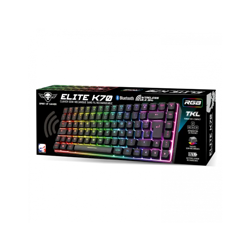 Clavier Gamer Sans Fil SPIRIT OF GAMER ELITE-K70 RGB – Noir