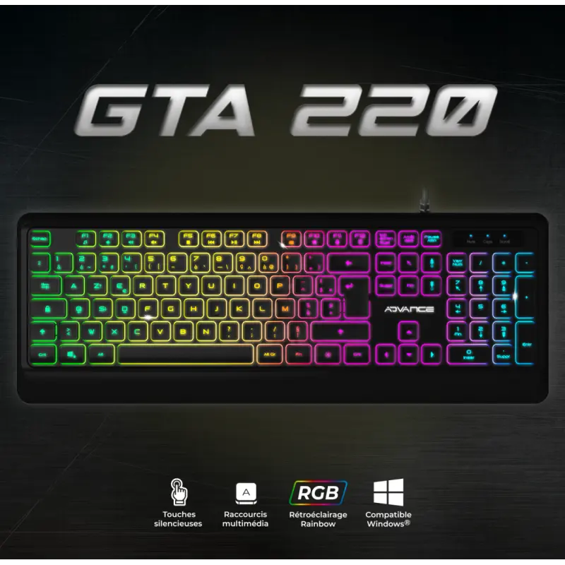Clavier ADVANCE Gaming RGB Rainbow / Noir