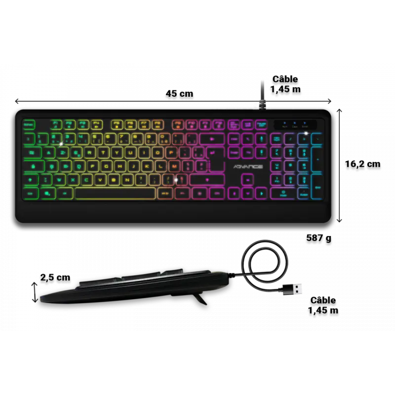 Clavier ADVANCE Gaming RGB Rainbow / Noir
